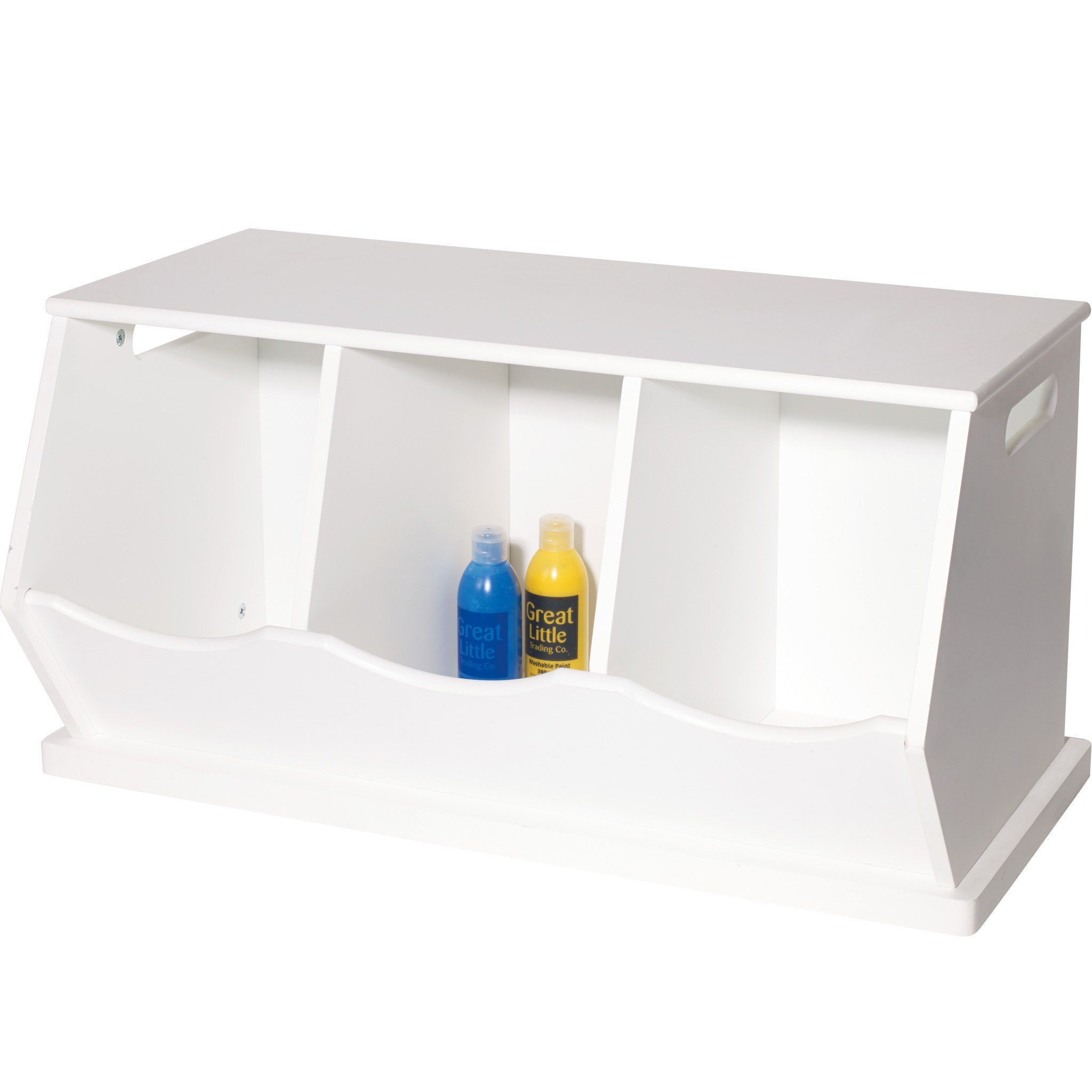 Triple Stacking Wooden Toy Storage Trunk, Bright White