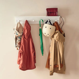 Wooden Shaker Peg Rail with Shelf, White