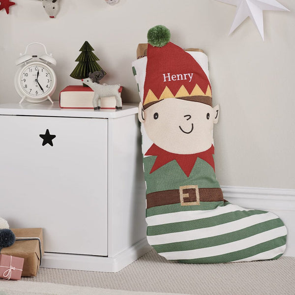 Personalised Christmas Stocking, Jolly Elf