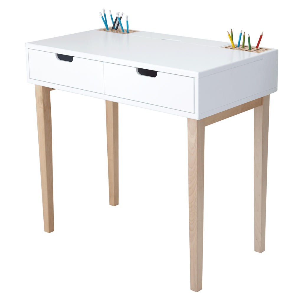 Fleming Study Desk with Drawers & Storage, White