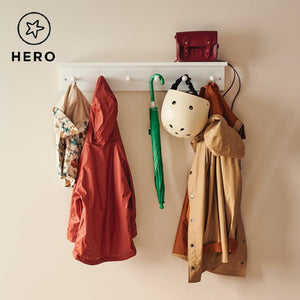 Wooden Shaker Peg Rail with Shelf, White