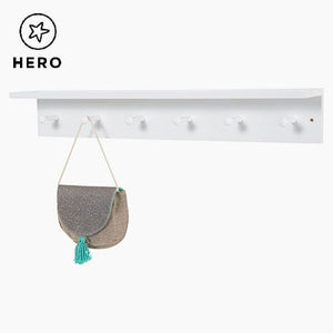 Wooden Shaker Peg Rail with Shelf, White