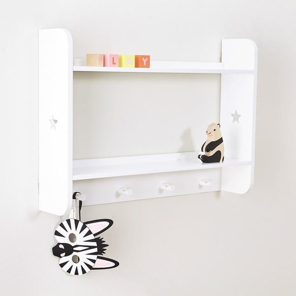 gltc white star wallshelves with hooks