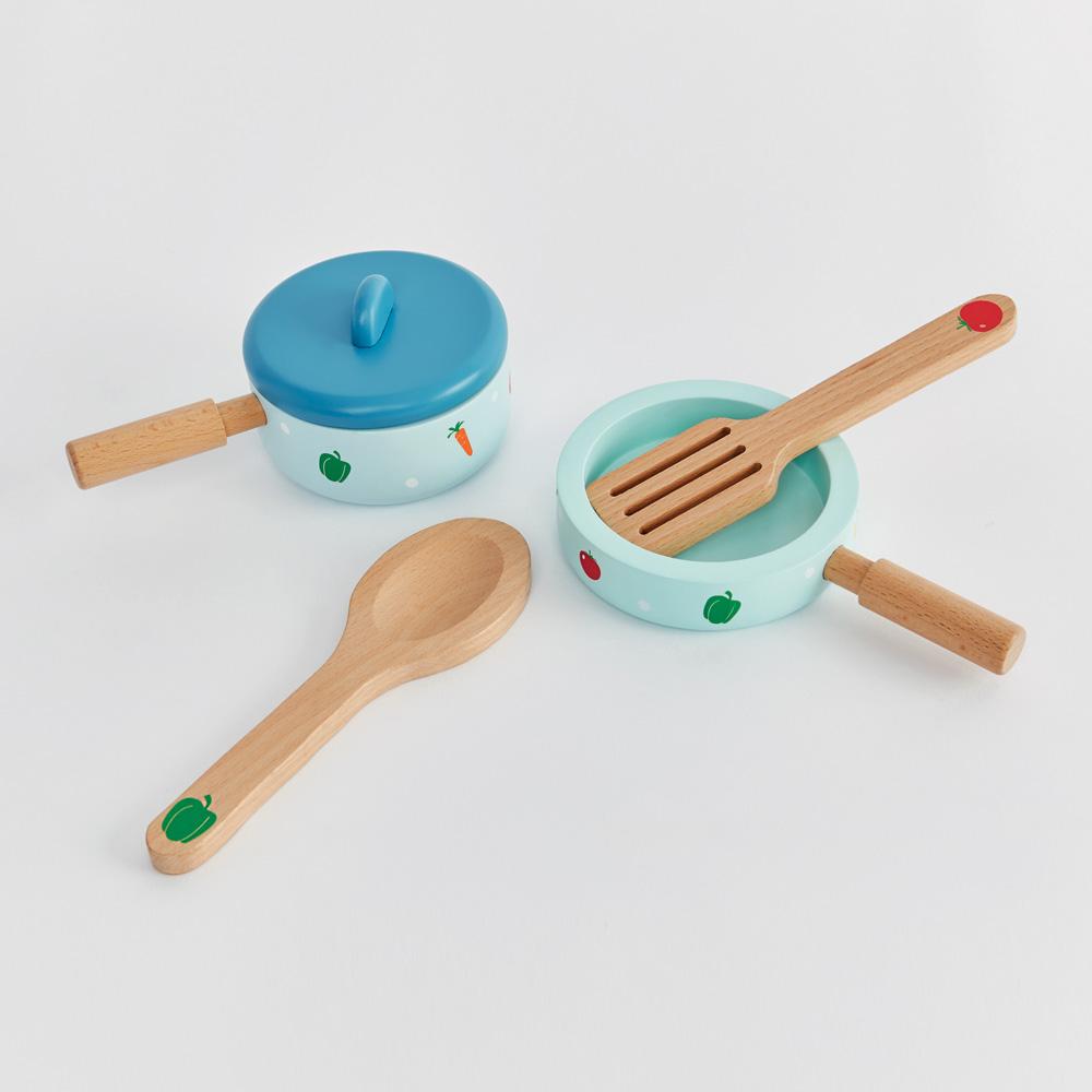 Wooden Pots Pan Toy Playset