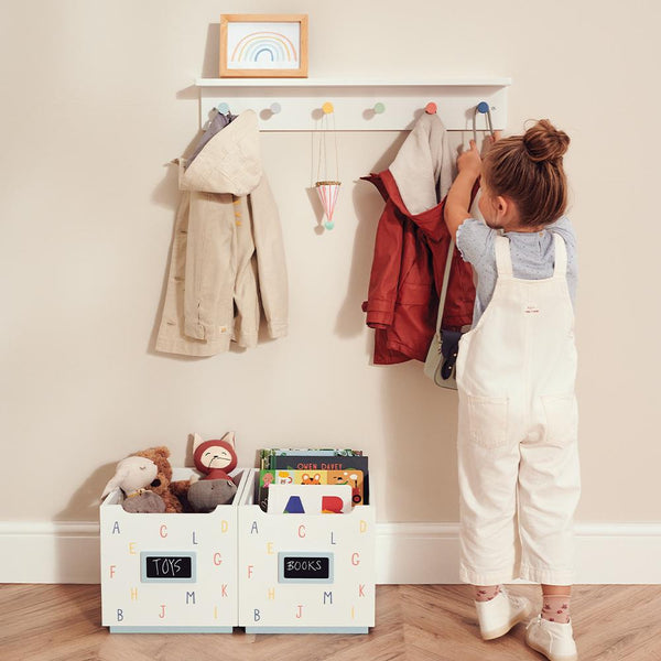 Wooden Peg Rail & Shelf, Colour Pop