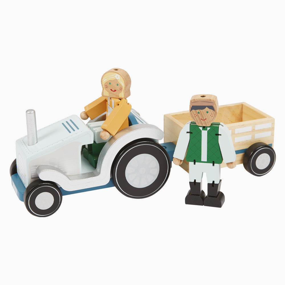 Wooden Tractor Toy Farmers Set