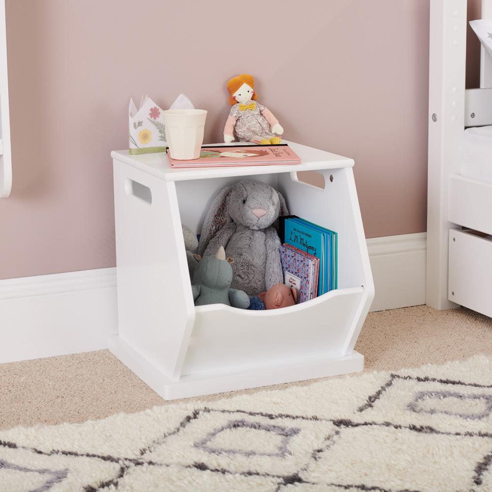 Single Stacking Wooden Toy Storage Trunk, Bright White