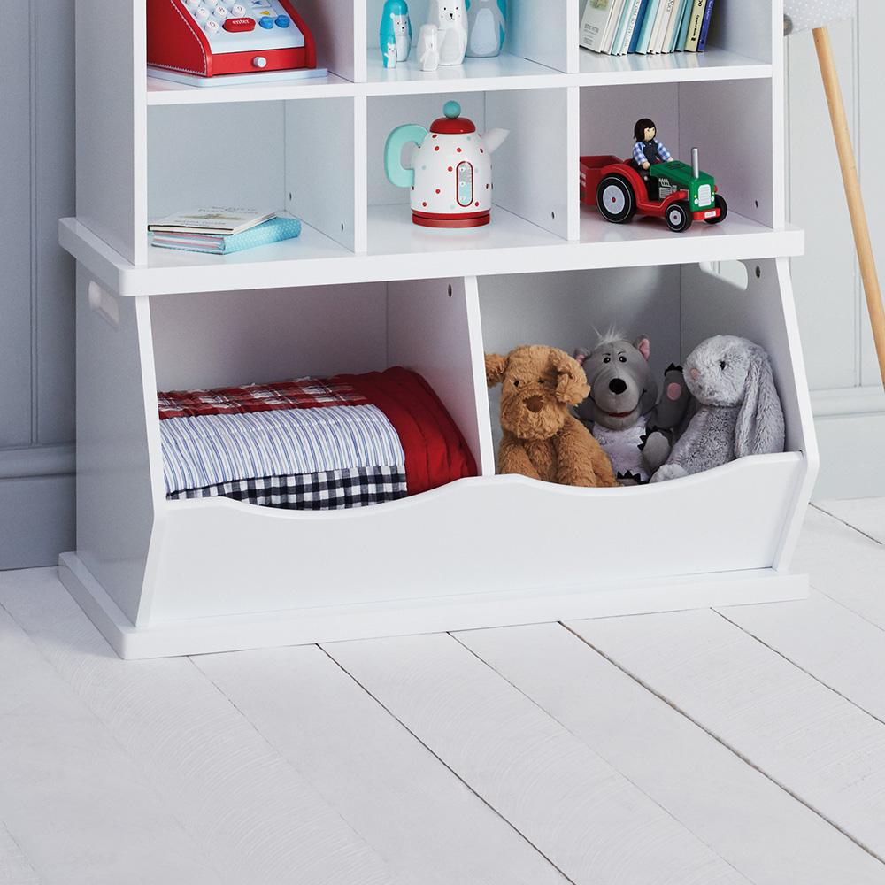 Double Stacking Wooden Toy Storage Trunk, Bright White