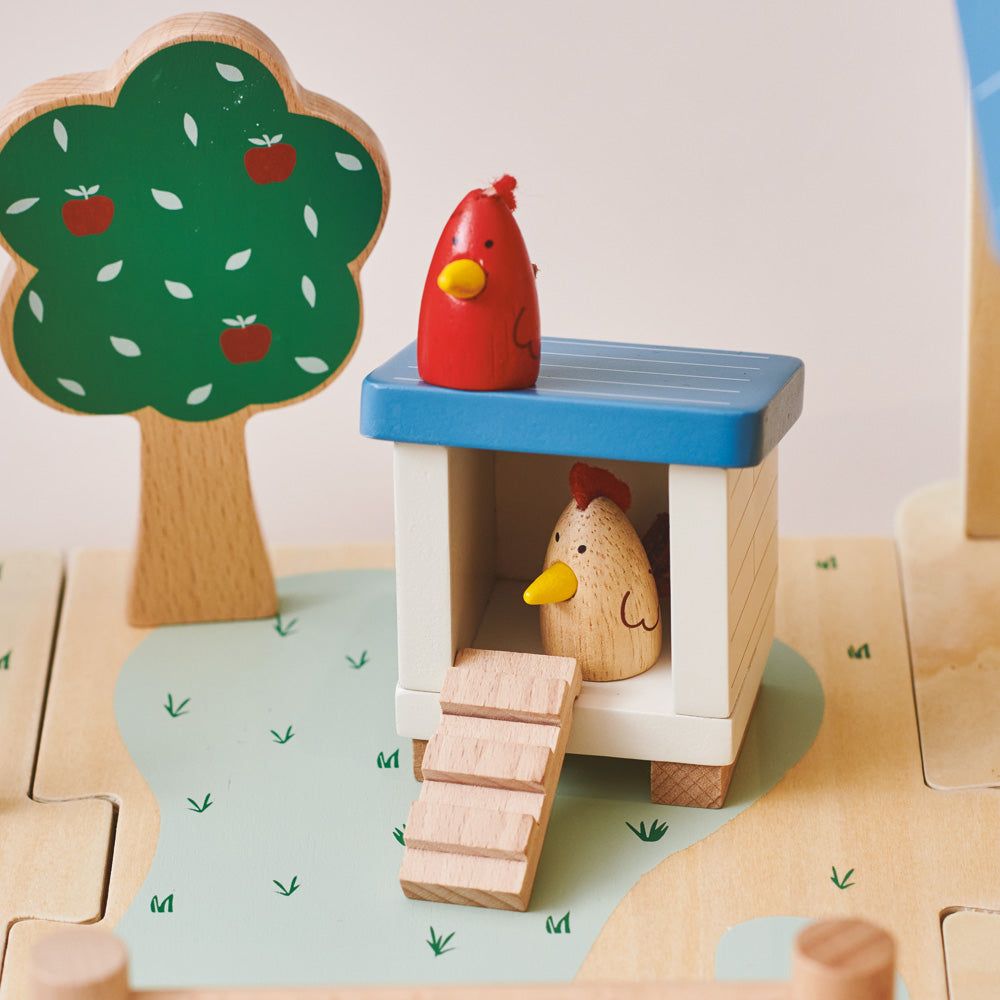 Wooden toy chickens