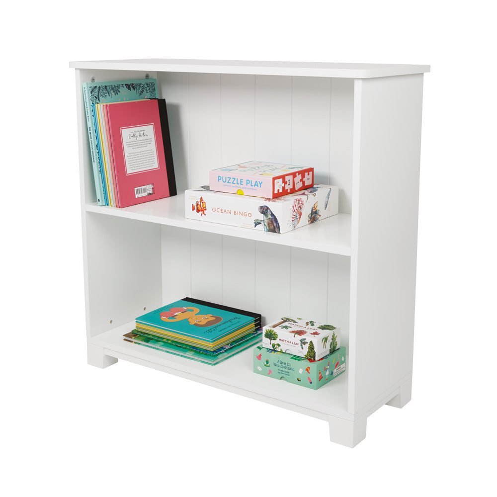 Crompton low bookcase with books