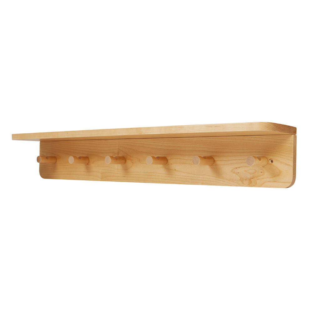 Wooden Peg Rail with Shelf, Natural