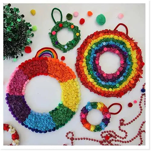 Christmas Crafts for Children: Tissue Paper Wreaths