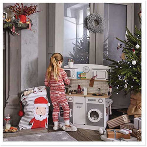 Play kitchen with Christmas decorations