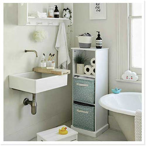 Abbeville cube storage unit in a bathroom