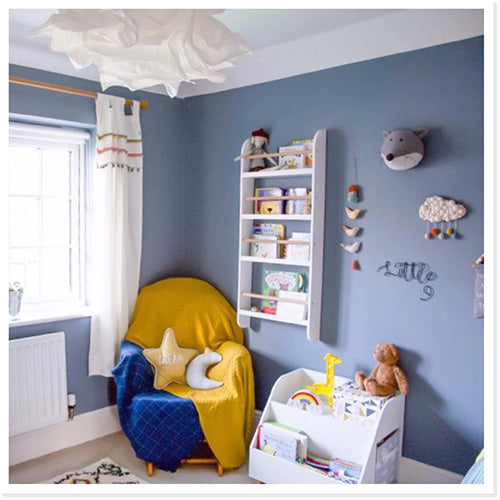 Real rooms: A dark blue nursery for baby Dotty