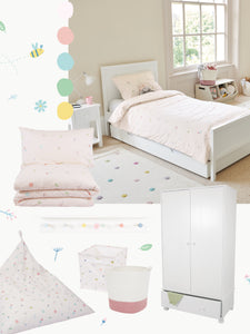 Pastel themed bedroom