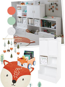 Alba playroom storage with woodland accessorie