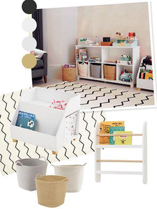 monochrome play space in living room