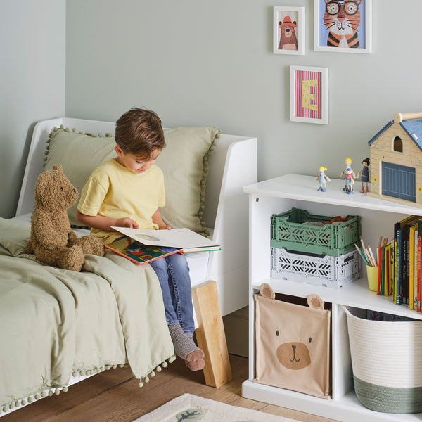 Skylark Single Bed, White & Natural