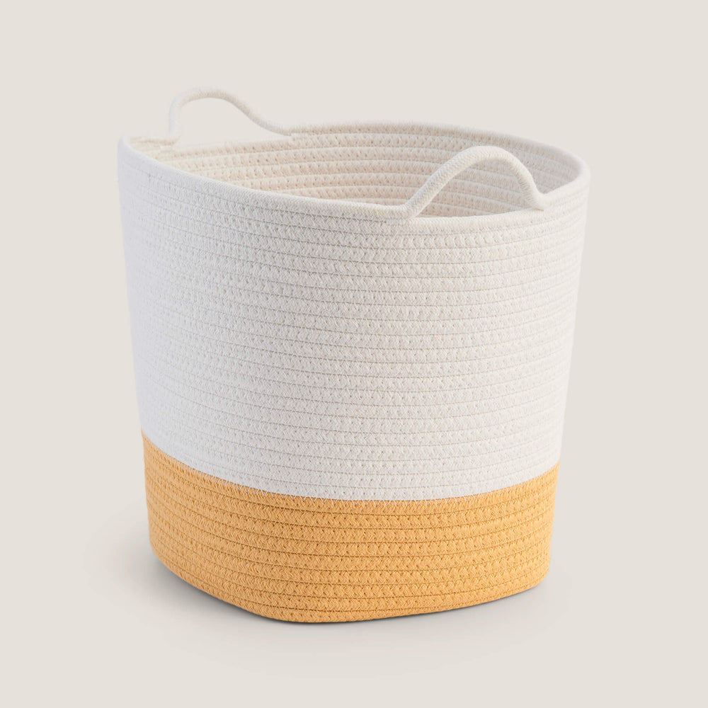 Rope Storage Basket, Ivory and Buttercup Yellow