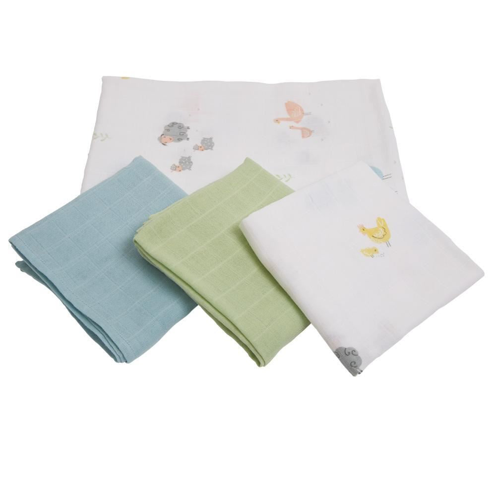 Cotton Muslin Cloths Set of 4, Day at the Farm