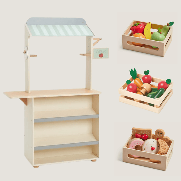 Play Shop Stall & Food Crates Bundle
