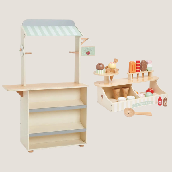 Wooden Play Shop and Ice Cream Stall Bundle