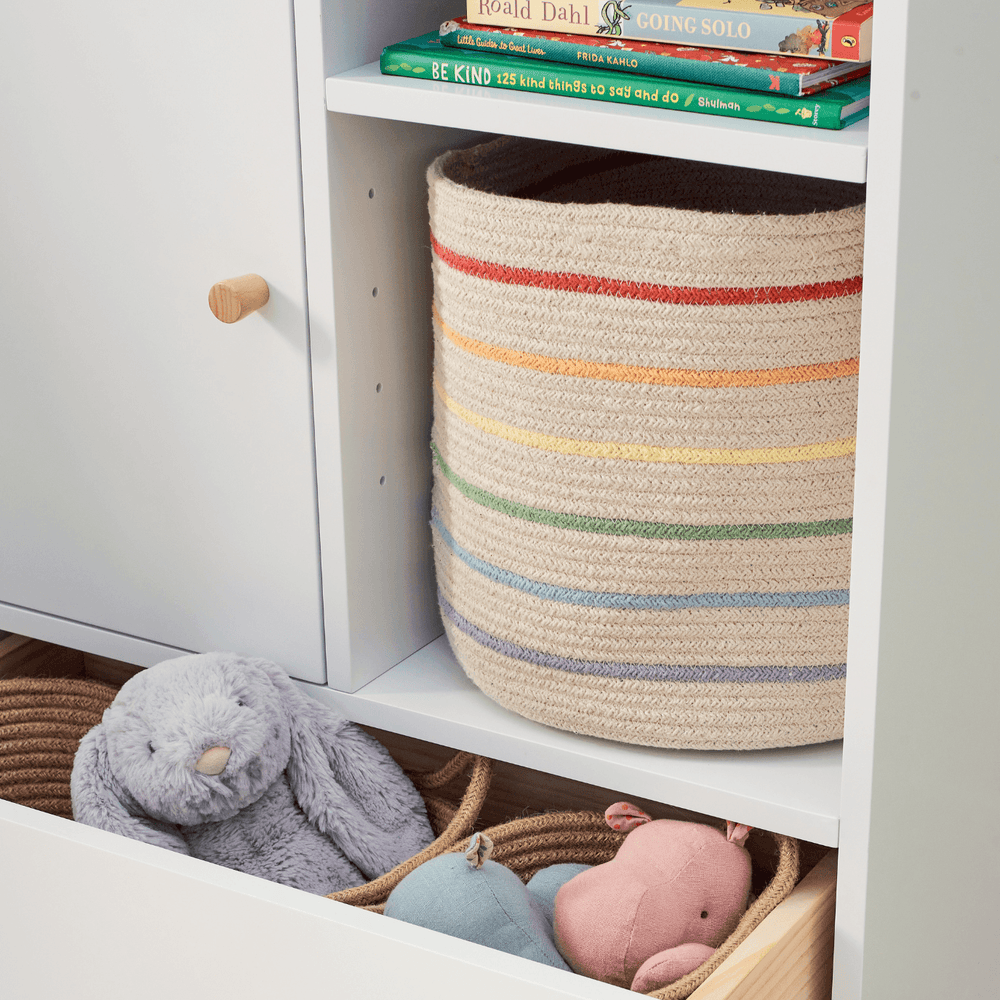 Woven Storage Basket, Rainbow Stripe	