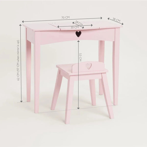 Sweetheart Dressing Table & Stool, Chalk Pink