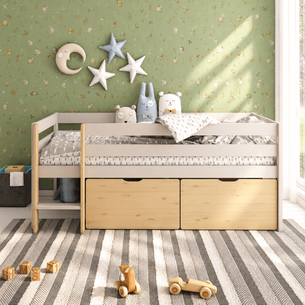 Cove Low Cabin Bed with Storage Drawers, Mushroom