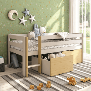 Cove Low Cabin Bed with Storage Drawers, Mushroom