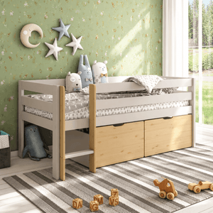 Cove Low Cabin Bed with Storage Drawers, Mushroom