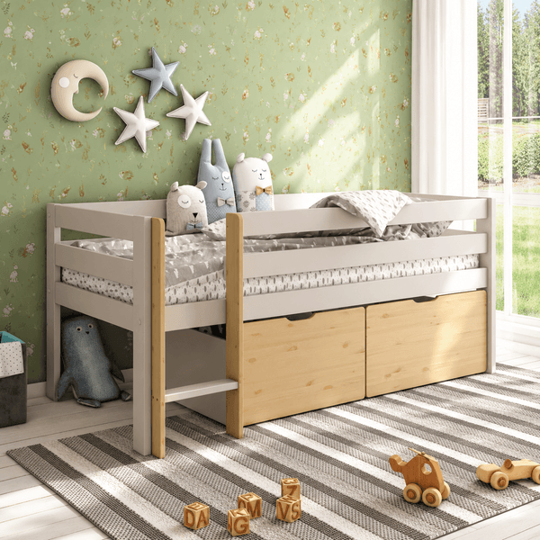 Cove Low Cabin Bed with Storage Drawers, Mushroom