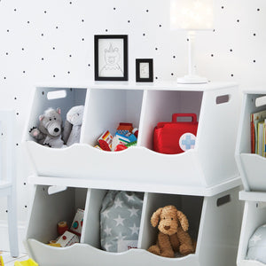 Triple Stacking Wooden Toy Storage Trunk, Bright White