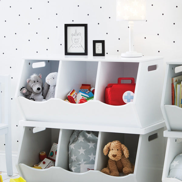 Triple Stacking Wooden Toy Storage Trunk, Bright White