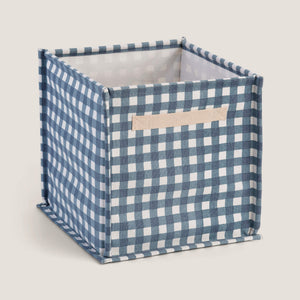 Canvas Storage Cube, Blue Gingham