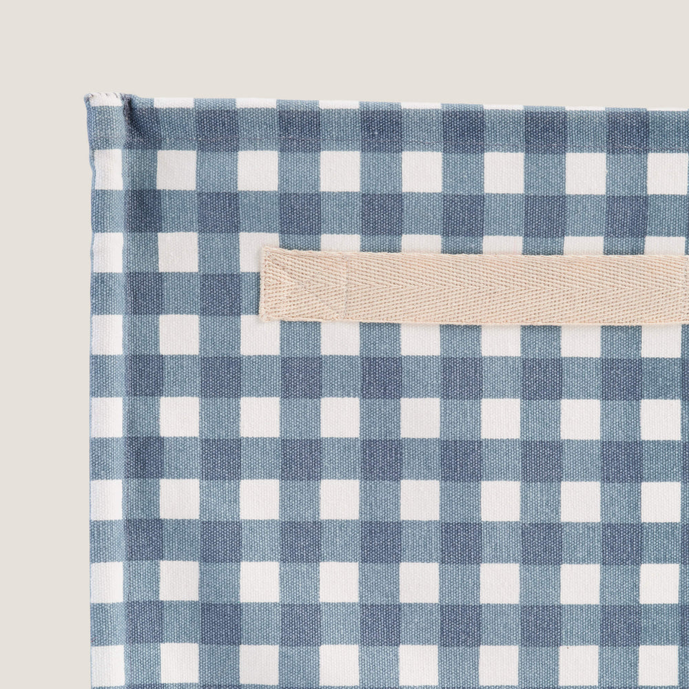 Canvas Storage Cube, Blue Gingham