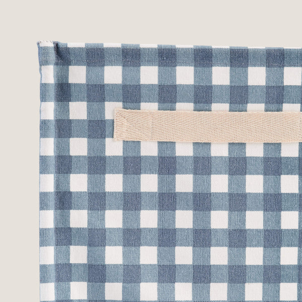 Canvas Storage Cube, Blue Gingham