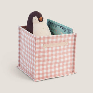 Canvas Storage Cube, Pink Gingham