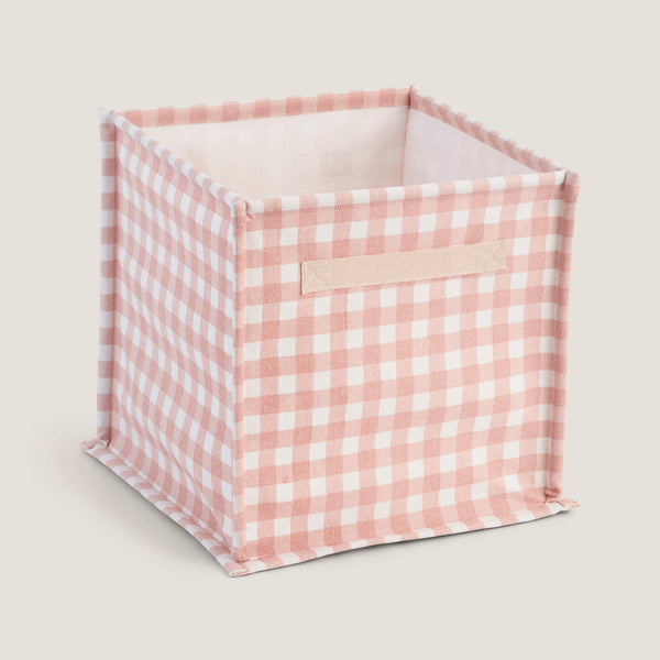 Canvas Storage Cube, Pink Gingham