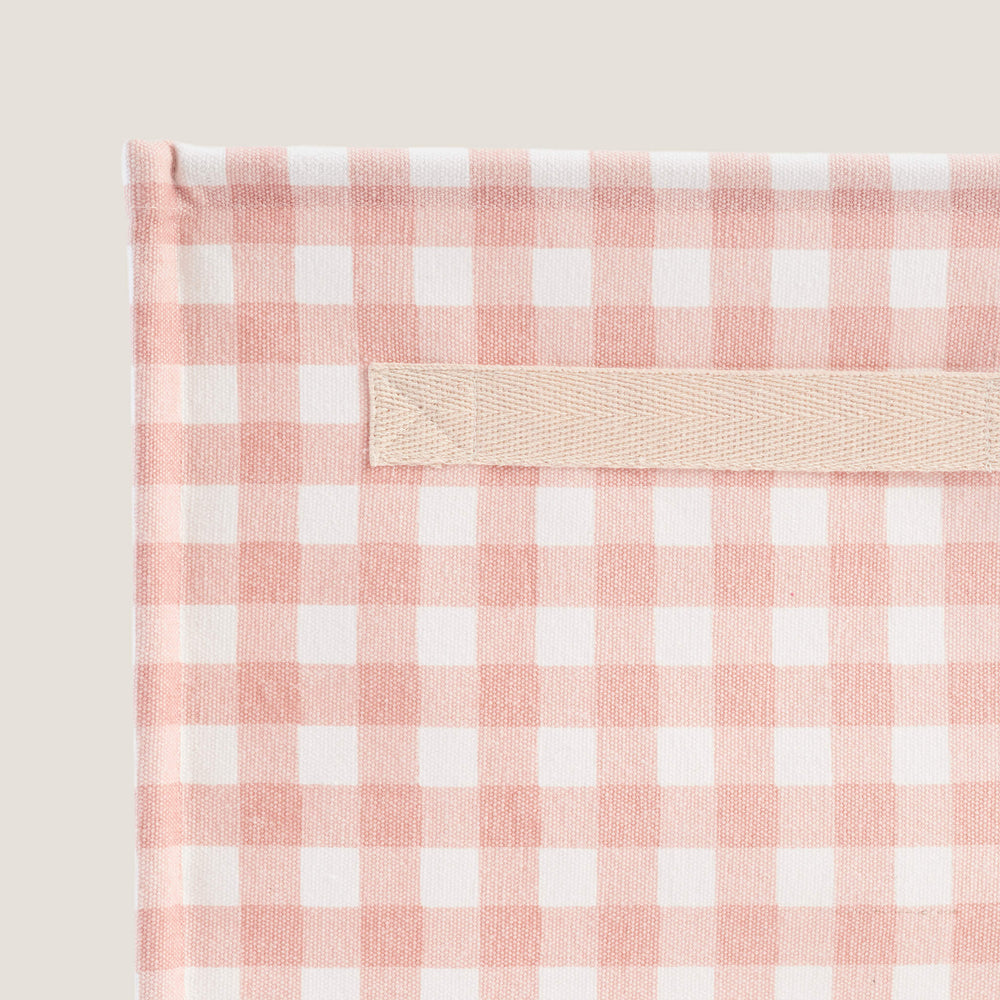 Canvas Storage Cube, Pink Gingham