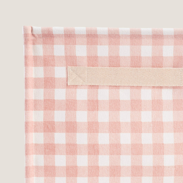 Canvas Storage Cube, Pink Gingham