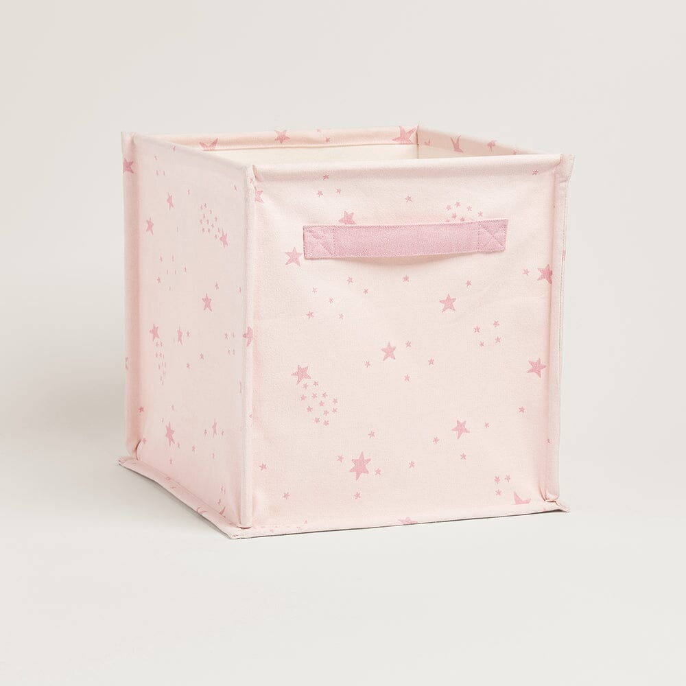 Canvas Storage Cube, Pink Scattered Stars