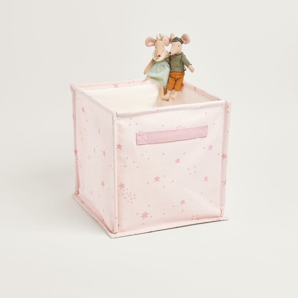 Canvas Storage Cube, Pink Scattered Stars