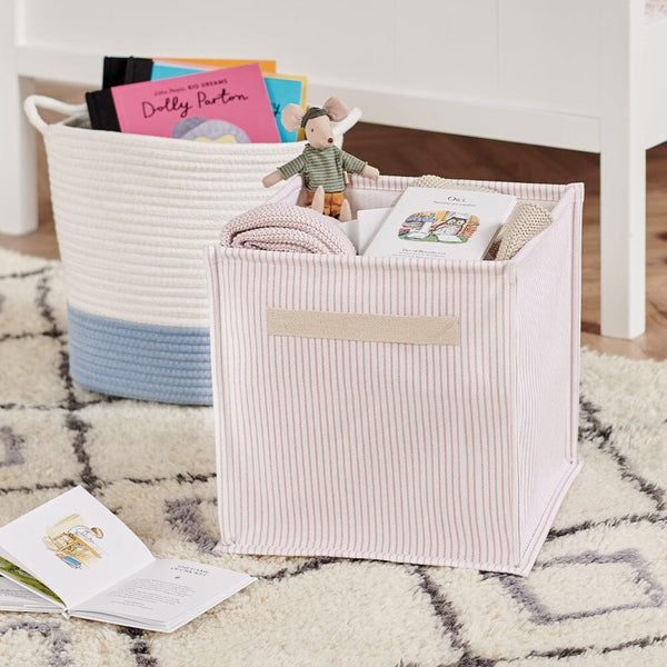 Canvas Storage Cube, Pink Stripe