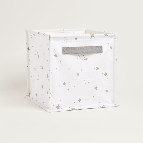 Canvas Storage Cube, White Scattered Stars	