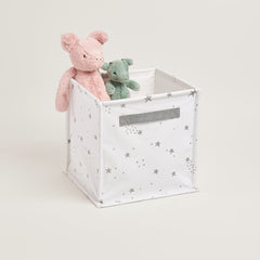 Canvas Storage Cube, White Scattered Stars	