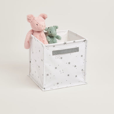 Canvas Storage Cube, White Scattered Stars