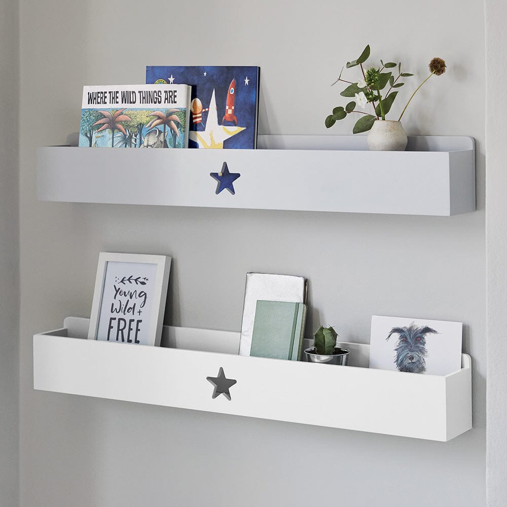 Star Book Ledge Wall Shelf, White	