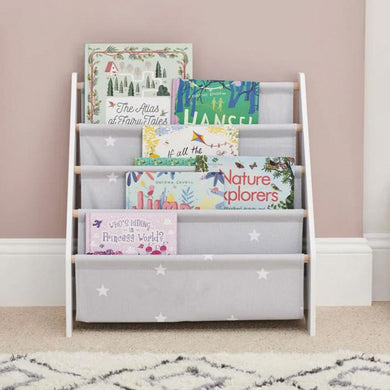Fabric Sling Bookcase, Grey Stardust